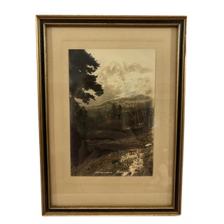 Vintage Mid-Century Black and White Framed Mountain Landscape Photograph For Sale