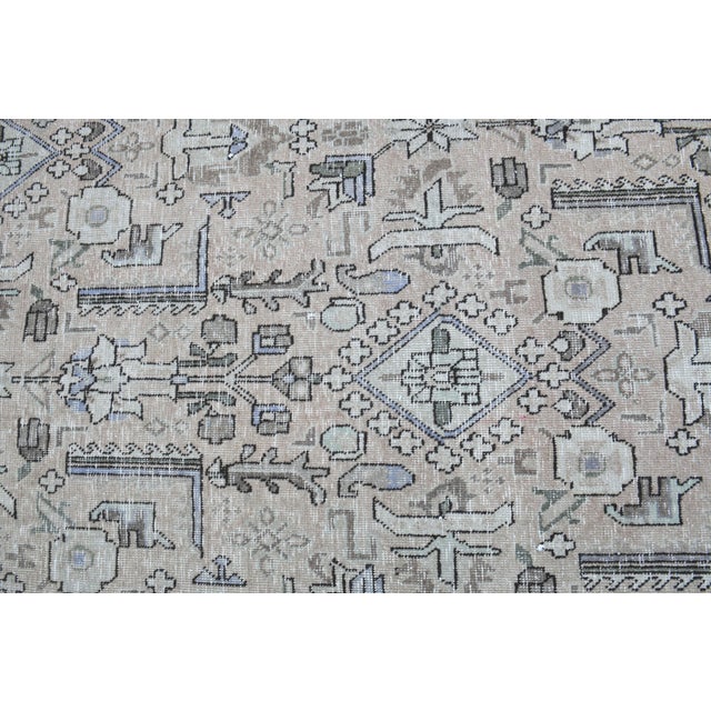 Oyster Gray 1960s Vintage Persian Handmade Wool Cotton Grey Area Rug For Sale - Image 8 of 11