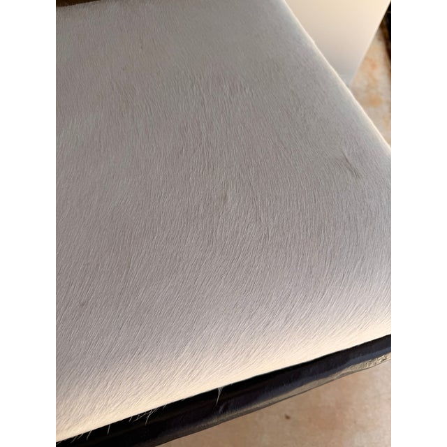 Gabby Home Ottoman With White Hair Hide and Black Metal Legs For Sale - Image 4 of 5