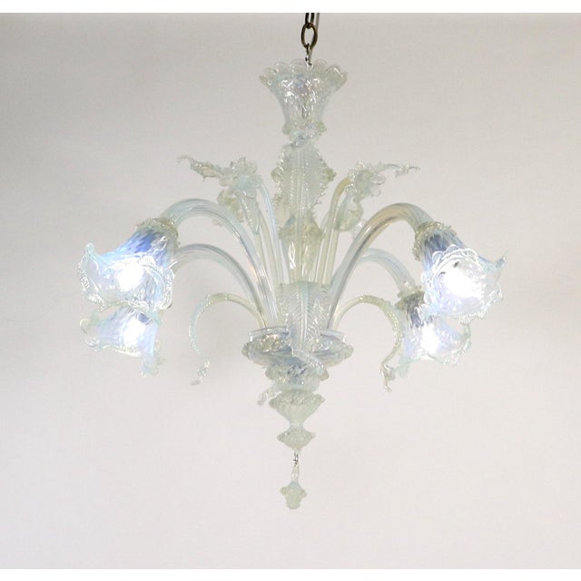 Baroque Vintage Baroque Style Four Arm Opaline Murano Chandelier For Sale - Image 3 of 12