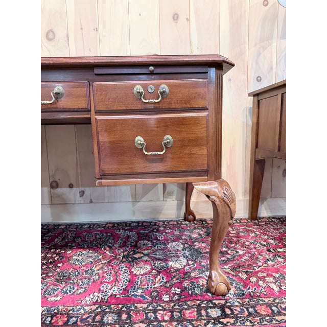 Traditional Vintage Ethan Allen Georgian Style Cherry Executive Partner’s Desk For Sale - Image 3 of 12