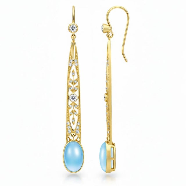 Vintage Inspired Topaz Dangle Earrings with colorless topazes. Art Nouveau Style Topaz Drop Earrings Silver, gold. Topaz...