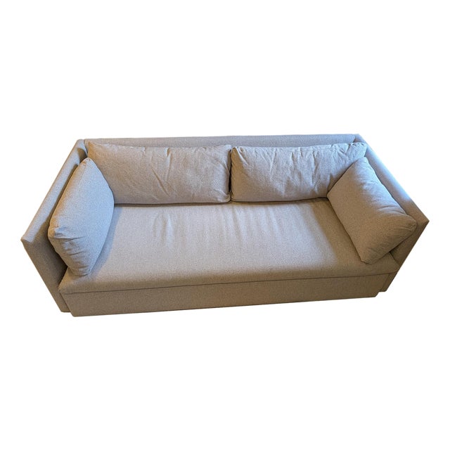 West Elm Shelter Sofa 84" Silver Performance Chenille For Sale