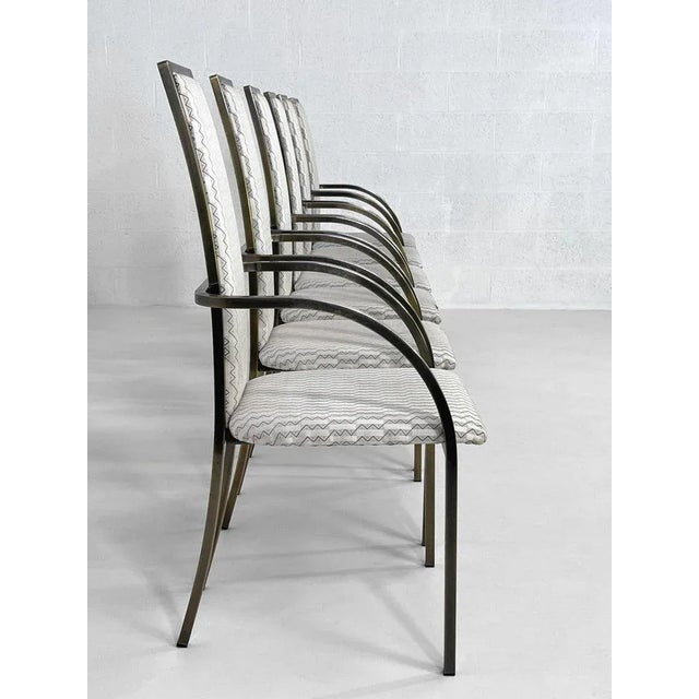 Set of six chairs design 1970s - 1980s metal and fabric by Belgo chrome This piece is attributed to the mentioned...