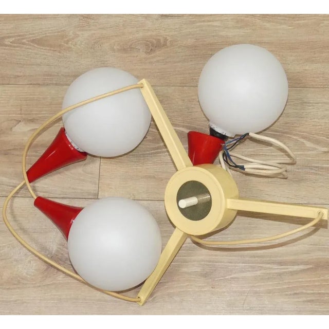 Ball White and Red 3 Flame Frosted Glass Cascade Lamp For Sale - Image 12 of 13