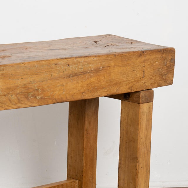 Antique Rustic French Carpenter's Workbench Console Table For Sale - Image 10 of 15