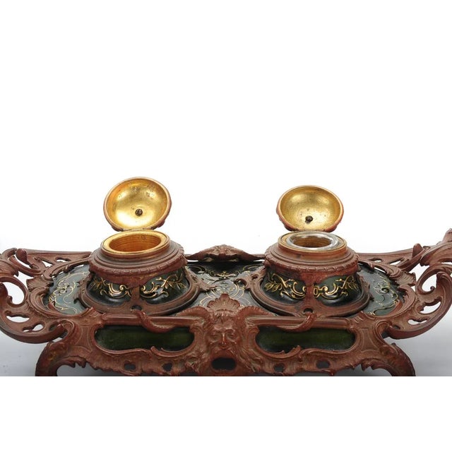 Ceramic Antique 19th century Baroque Ceramic Inkwell For Sale - Image 7 of 9