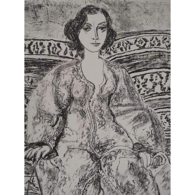Leopoldo PRESAS Young woman on the sofa Original lithograph Signed in pencil On Arches Vellum 53 x 74 cm (c. 21 x 29...