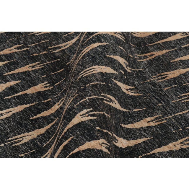 Textile Contemporary Block Print Blue & Brown Natural Silk Rug by Rug & Kilim, India For Sale - Image 7 of 10