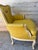 French Vintage Yellow Silk Armchair For Sale - Image 3 of 6