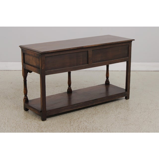 English Tudor Oak 2 Tier Console Table For Sale - Image 14 of 14