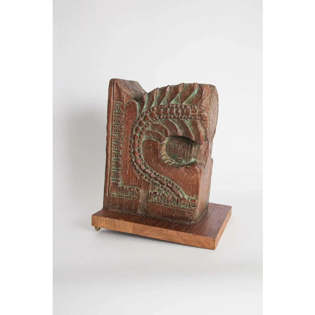 19th Century Indian Rajasthan Carved Wood Hindu Temple Architectural Corbel For Sale - Image 9 of 12