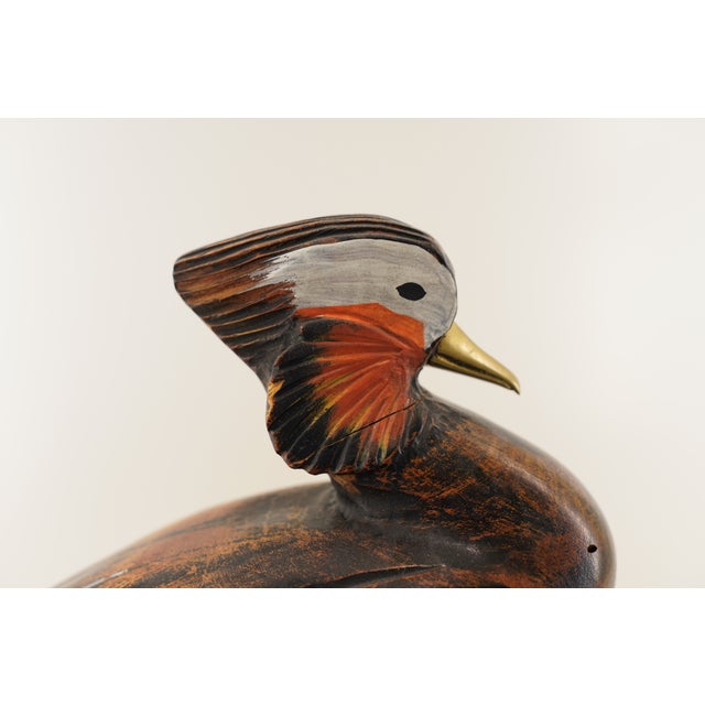 1960s Standing Hand-Painted Wooden Bird Decorative Sculpture For Sale - Image 10 of 16