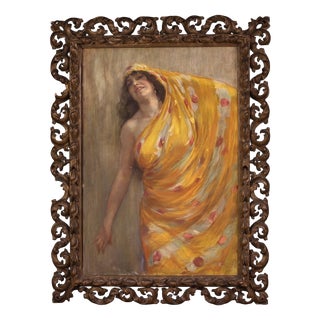 Aldo Mazza, Portrait of an Oriental Woman, 1912, Oil on Canvas For Sale