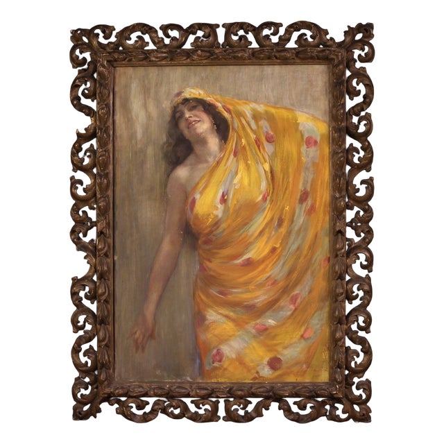 Aldo Mazza, Portrait of an Oriental Woman, 1912, Oil on Canvas For Sale