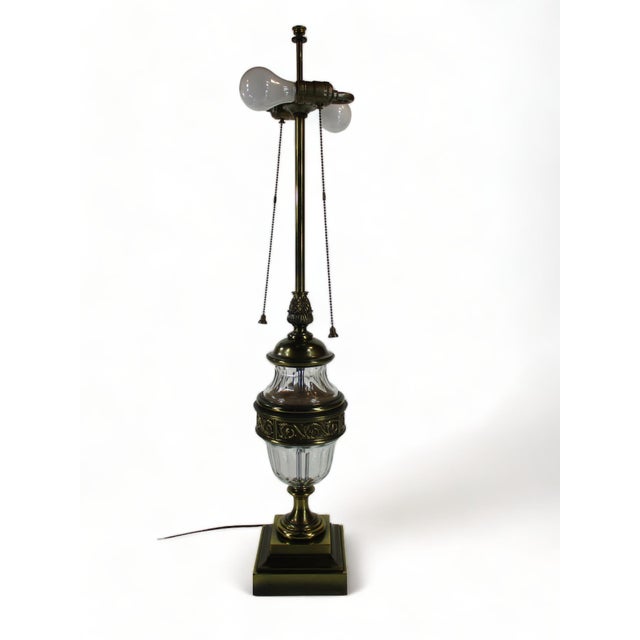 Mid 20th Century 36" Torchiere Lamp Stiffel Brass & Crystal Pineapple Hollywood Regency For Sale - Image 14 of 15