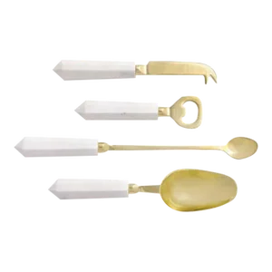 White Marble Cocktail Accessories - Set of 4