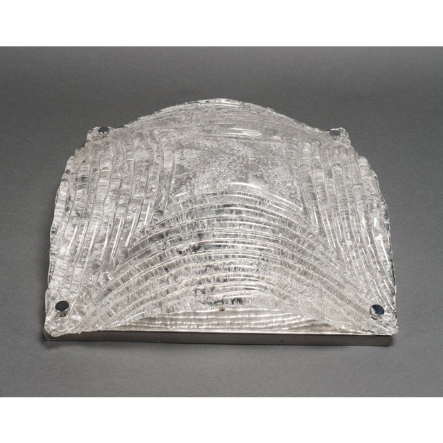 Italian Ice Glass and Chrome Wall Sconce or Ceiling Lamp, 1970s For Sale - Image 6 of 6