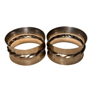 Vintage Sterling Silver Rope Twist Napkin Rings - A Pair For Sale