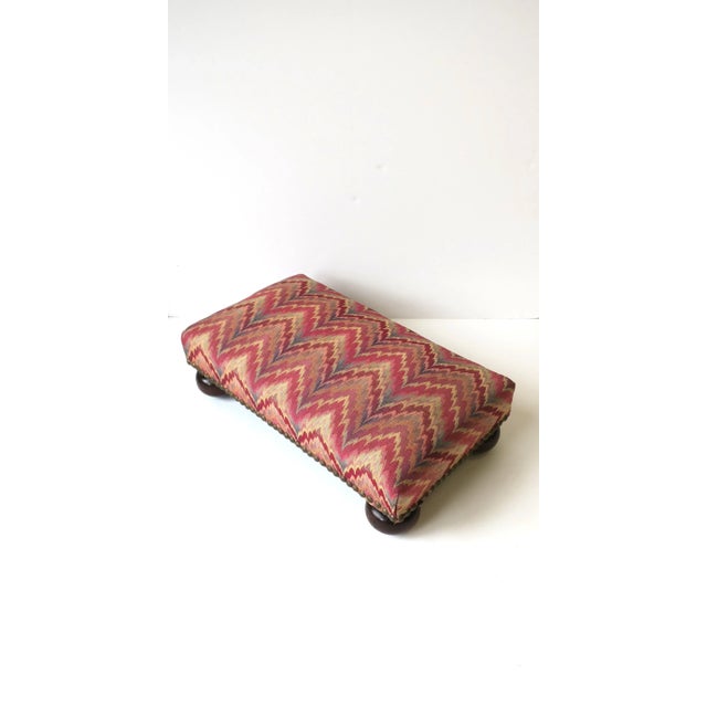 Footstool Bun Feet and Missoni Style Upholstery with Nail Head Design Chairish