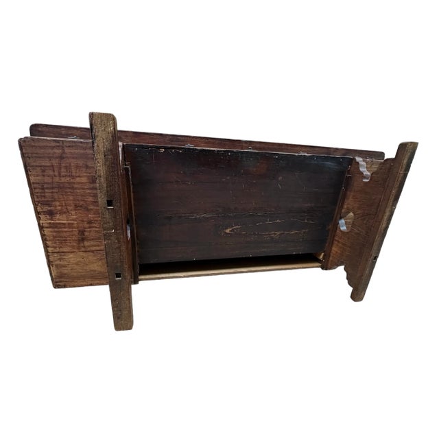 Wood Meiji Japanese Merchant Writing Table Wood Desk Three Drawer for Tatami Room Antique For Sale - Image 7 of 12