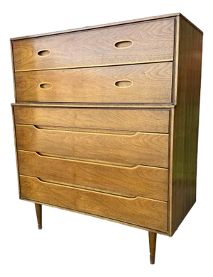 Unique Mid Century Modern Tall Wood Dresser