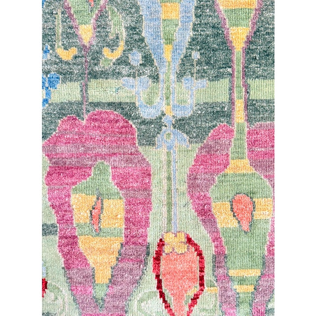 Blue Vintage Art Deco Style Handwoven Wool Rug, Armenia, 1960s For Sale - Image 8 of 14