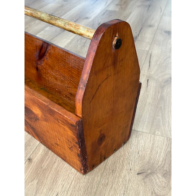 Antique Wood Carpenters Tool Box Caddy For Sale - Image 9 of 9