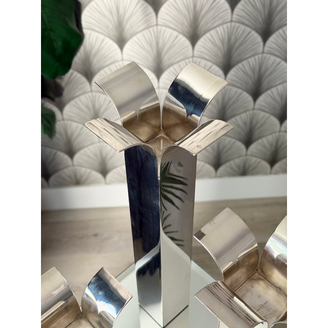Silver Vintage Mid-Century Modern Italian "Stele" Silver Vases/Candlestick Holders by Lino Sabattini For Sale - Image 8 of 17