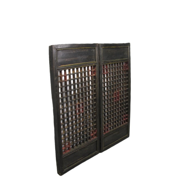 Chinese Pair of Vintage Chinese Latticed Screen Panel 4 For Sale - Image 3 of 7