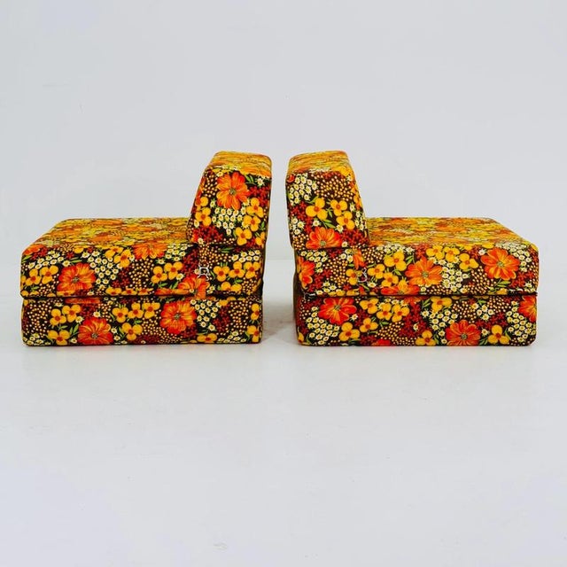 Mid-Century Space Age Lounge Chair with Floral Pattern, Germany, 1980s For Sale - Image 6 of 10