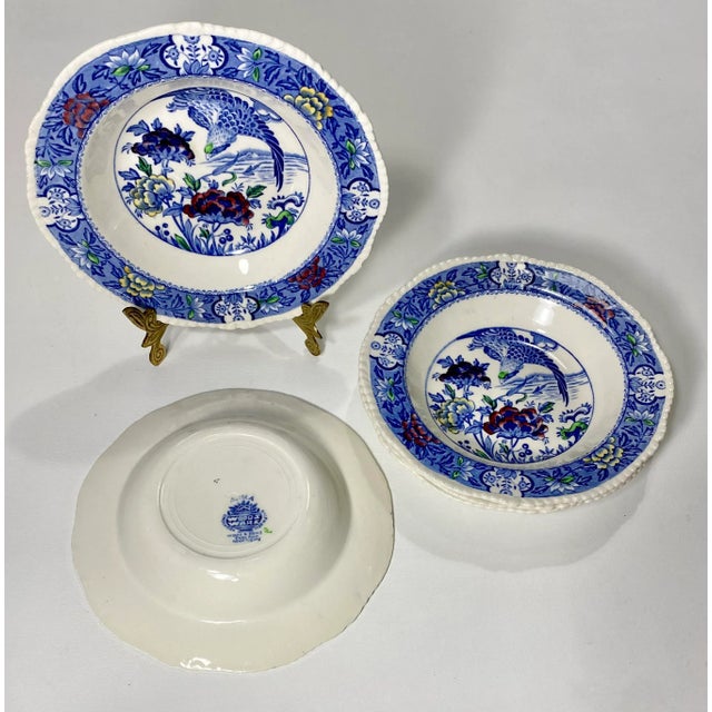 1920s 1920s Blue White English Transfer Ware by Woods & Son in Aquila Pattern- Set of 5 Bowls For Sale - Image 5 of 8