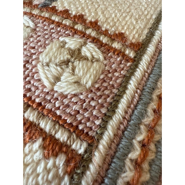 Folk Art Vintage Coastal Folk Art Needlepoint Pillow Seashell Motif For Sale - Image 3 of 9