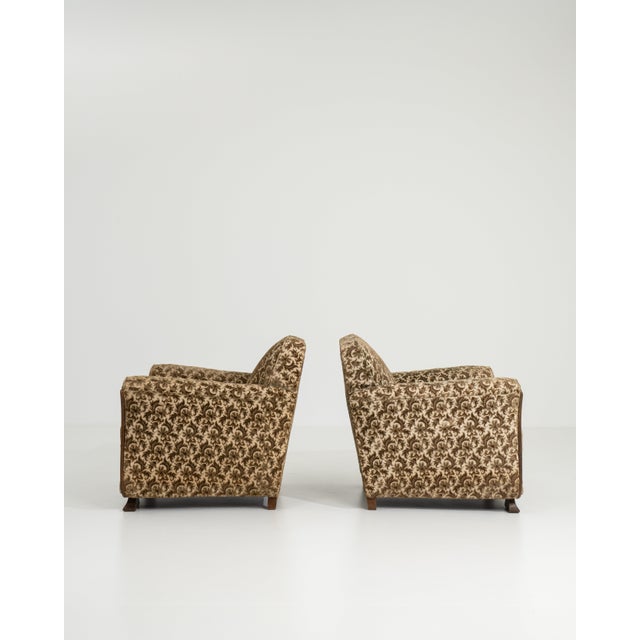 Tan Pair of Art Deco Armchairs, Antique, France, Early 20th Century For Sale - Image 8 of 14