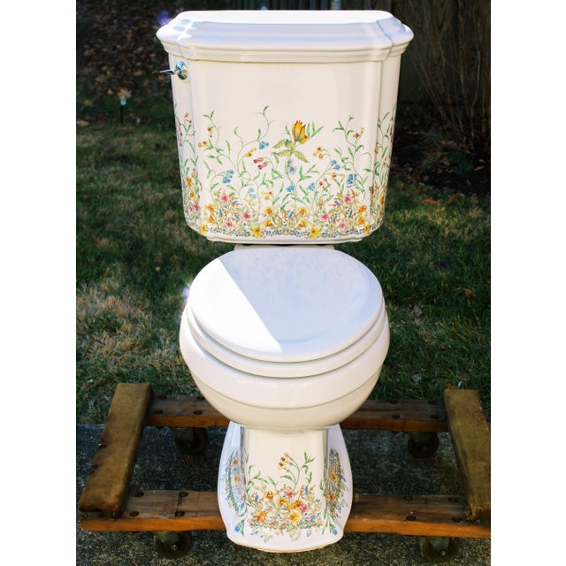 Early 21st Century Kohler Artist Edition English Trellis Porcelain Pedestal Sink & Toilet - Set of 2 For Sale - Image 9 of 13