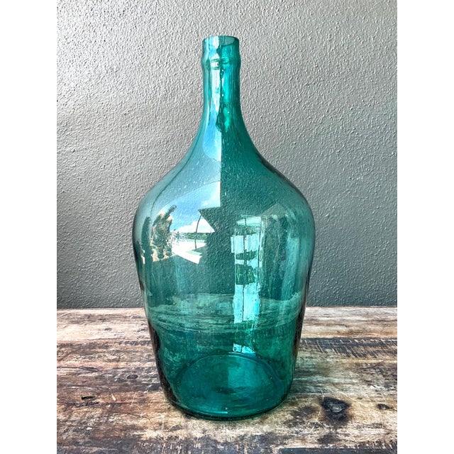 Mid 20th Century Vintage Teal Glass Demijohn For Sale - Image 5 of 13