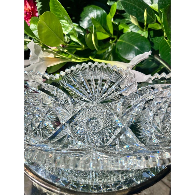 Transparent Antique American Brilliant Period Cut Crystal Celery Relish Boat Dish For Sale - Image 8 of 13