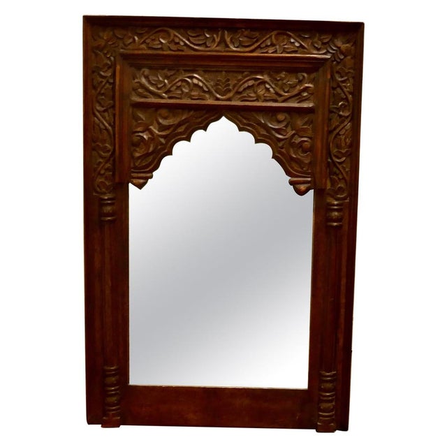 Carved Indian Mirror in Teak, 1900 For Sale - Image 6 of 6