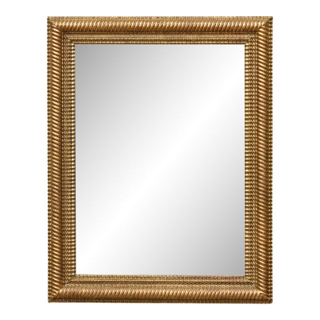 French Carved Giltwood Mirror with Light Painted Wood Surround, circa 1920 For Sale