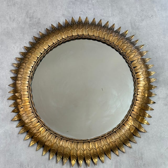 Mid-Century Modern Vintage Italian Sun Mirror, 1950s For Sale - Image 3 of 7