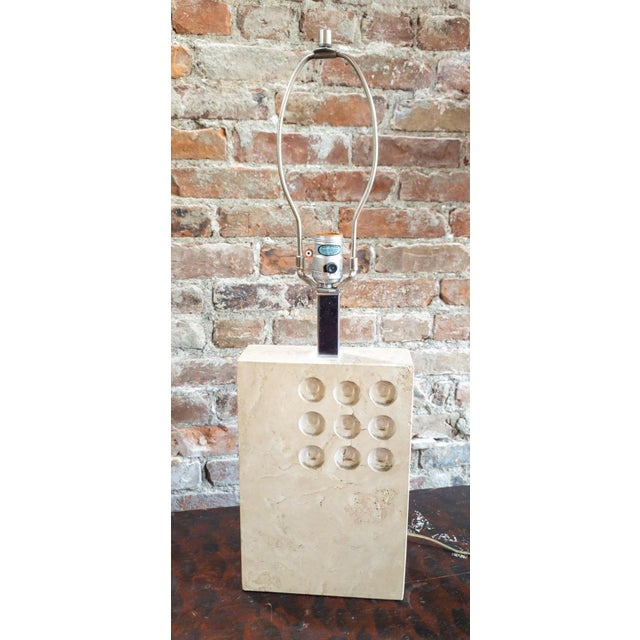 Mid-Century Modern Mid-Century Italian Modern Brutalist Travertine Table Lamp Attributed to Fratelli Manelli For Sale - Image 3 of 16