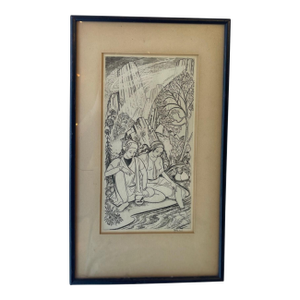Mid 20th Century Framed Wood Engraving by John Buckland Wright for Rubaiyat of Omar Khayyam