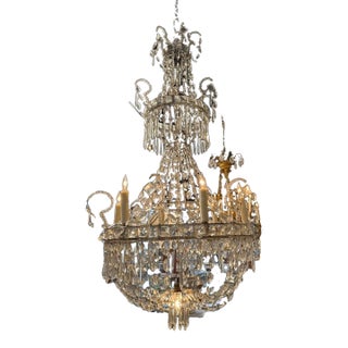 19th Century Swedish Crystal Chandelier With 7 Lights For Sale