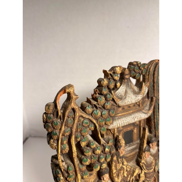 1900 - 1909 A Pair of Antique Late Qing Dynasty Chinese Handcarved Wood Bookends For Sale - Image 5 of 11