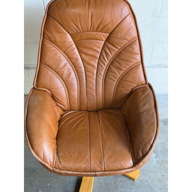 Danish Modern Reclining Leather Lounge Chair & Ottoman, Denmark, 1970s For Sale In Los Angeles - Image 6 of 10