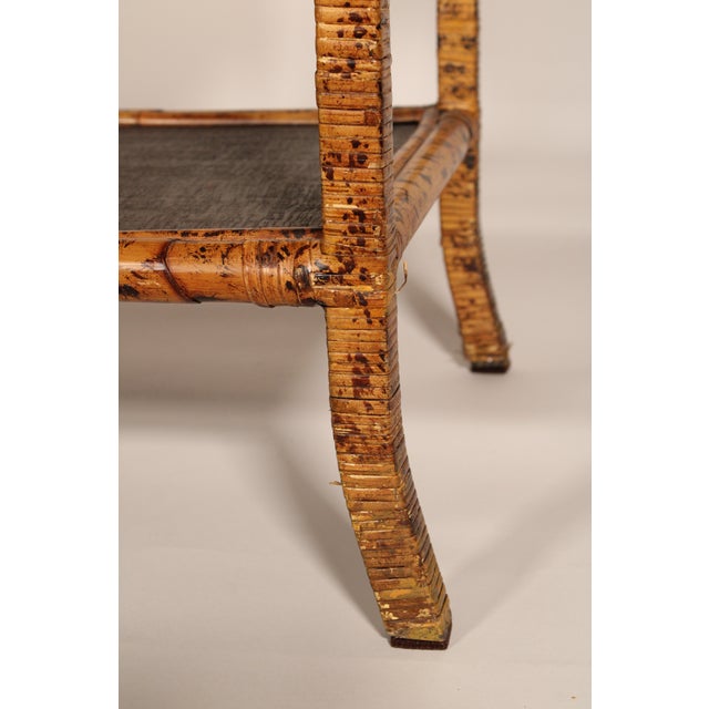 Pair of Aesthetic Movement Style Rattan, Metal and Canvas Side Tables For Sale - Image 12 of 13