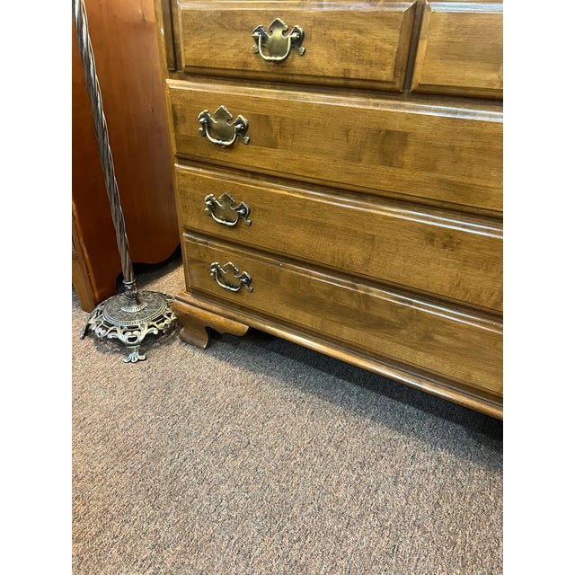 1970s Ethan Allen Solid Birch Drop Front Secretary Desk With Bookcase Hutch For Sale - Image 10 of 12