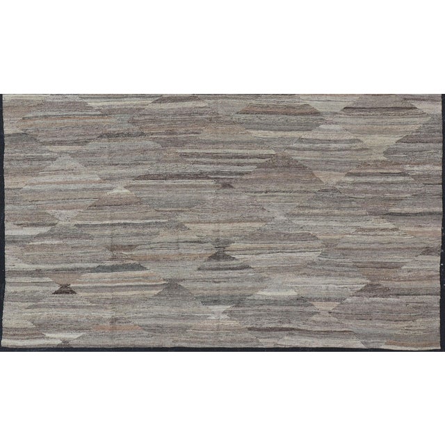 Grey Geometric Modern Kilim Rug by Keivan Woven Arts, 8'6" X 11'3" For Sale - Image 4 of 11