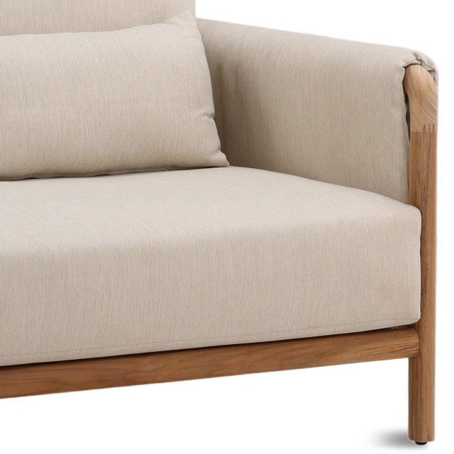 2020s Hermosa Outdoor Teak & Beige Sofa For Sale - Image 5 of 7
