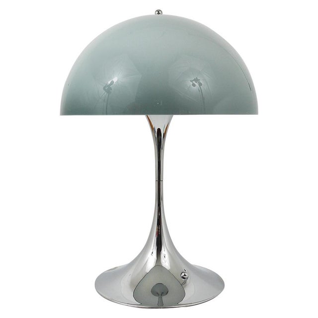Panthella Table Lamp with Chrome Base and Grey Shade by Verner Panton for Louis Poulsen, 1970s For Sale - Image 16 of 16